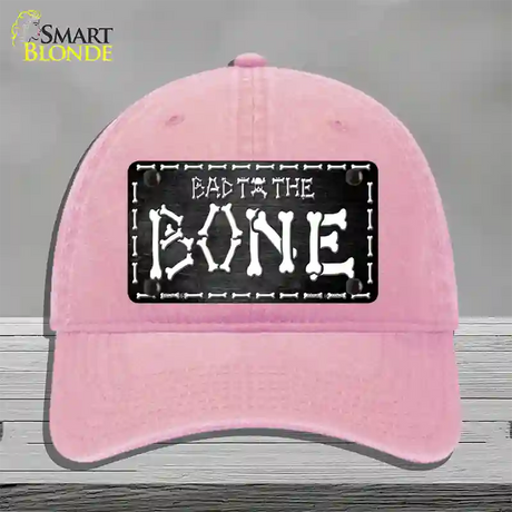 Bad To The Bone Skull Novelty License Plate Hat Unconstructed Cotton / Pink