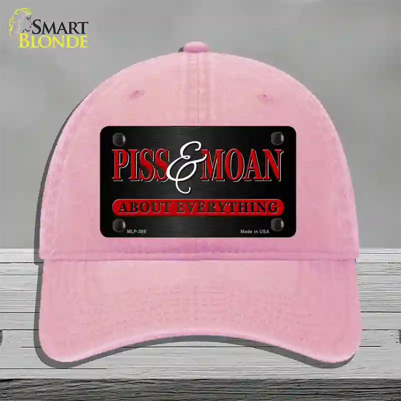 Piss & Moan Novelty License Plate Hat Unconstructed Cotton / Pink