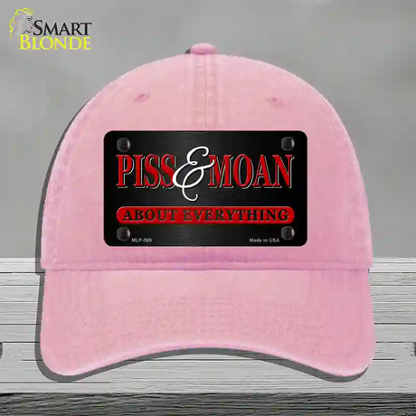 Piss & Moan Novelty License Plate Hat Unconstructed Cotton / Pink