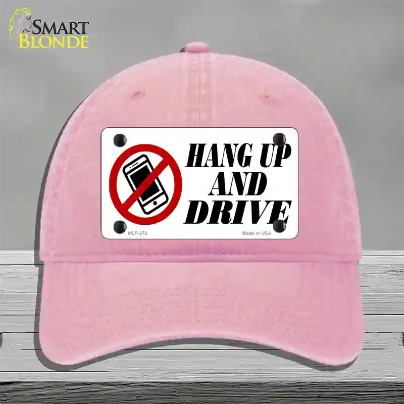 Hang Up And Drive Novelty License Plate Hat Unconstructed Cotton / Pink