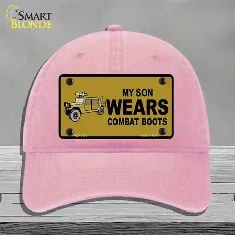 Son Wears Combat Boots Novelty License Plate Hat Unconstructed Cotton / Pink