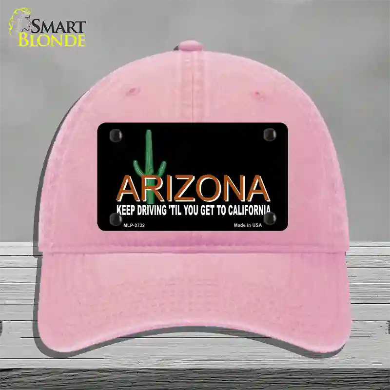 Arizona Keep Driving Novelty License Plate Hat Unconstructed Cotton / Pink