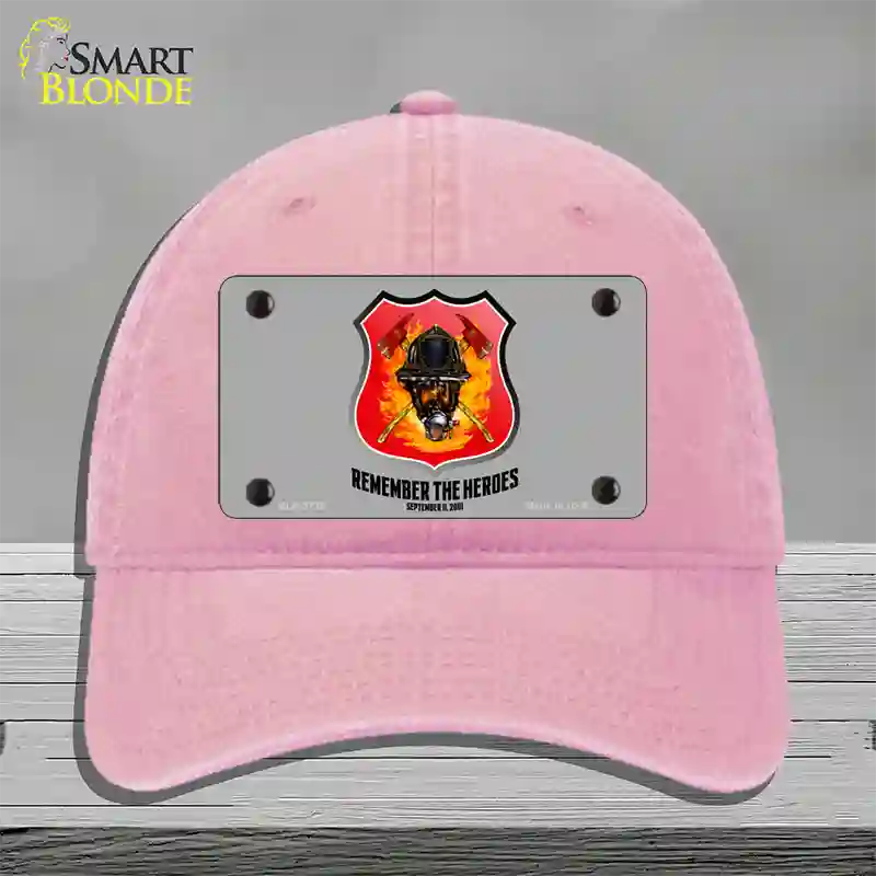 Remember The Heroes Novelty License Plate Hat Unconstructed Cotton / Pink