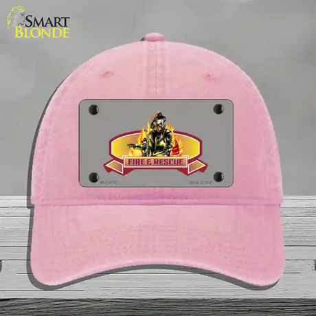 Fire Rescue Novelty License Plate Hat Unconstructed Cotton / Pink