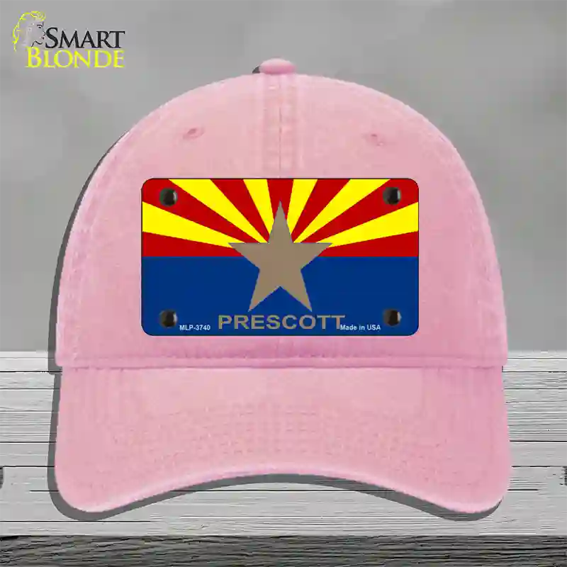 Prescott Arizona State Flag Novelty License Plate Hat Unconstructed Cotton / Pink