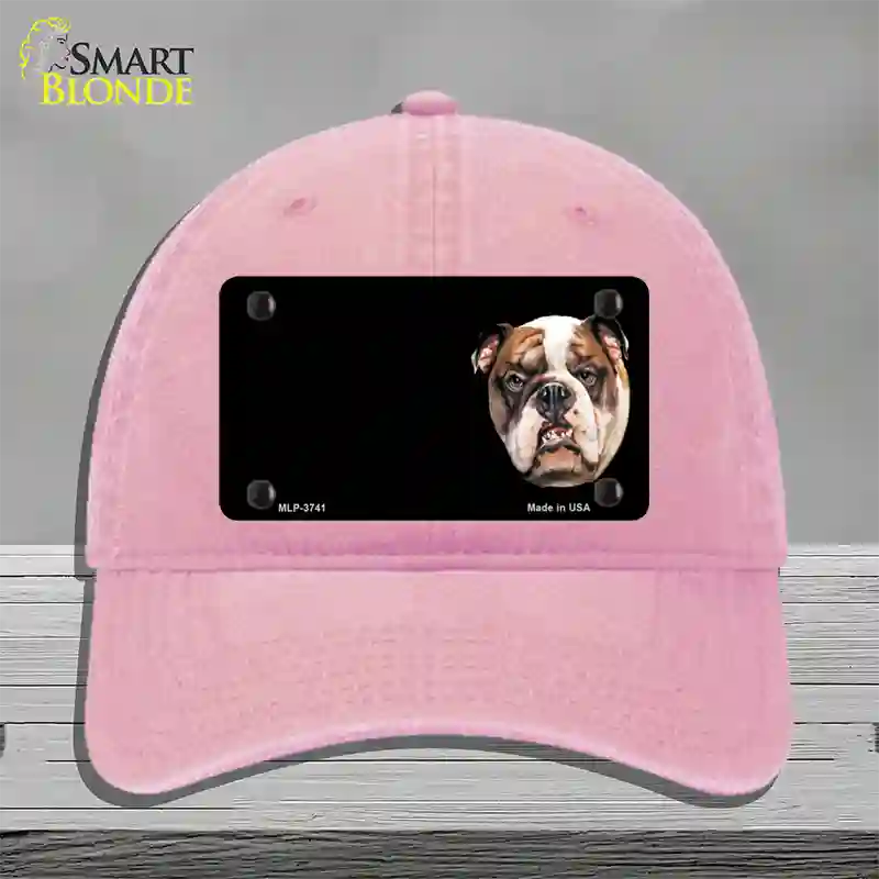 Bull Dog Offset Novelty License Plate Hat Unconstructed Cotton / Pink