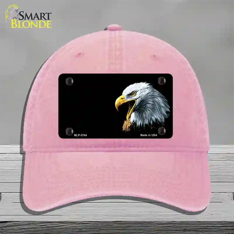 Bald Eagle Offset Novelty License Plate Hat Unconstructed Cotton / Pink