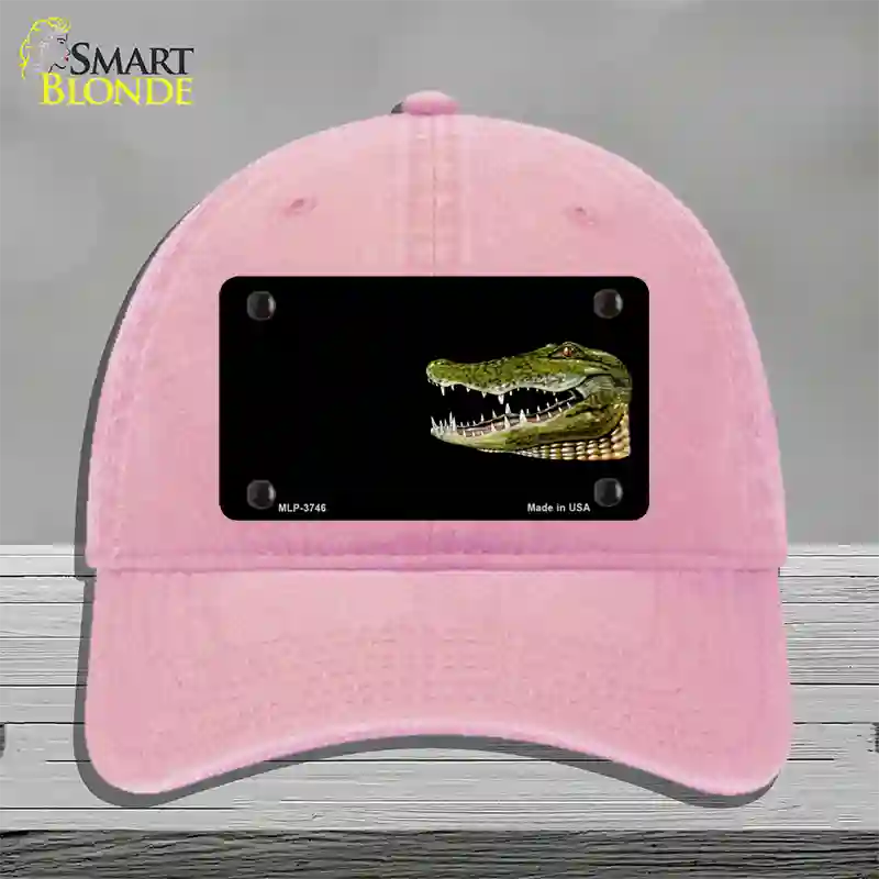 Gator Offset Novelty License Plate Hat Unconstructed Cotton / Pink