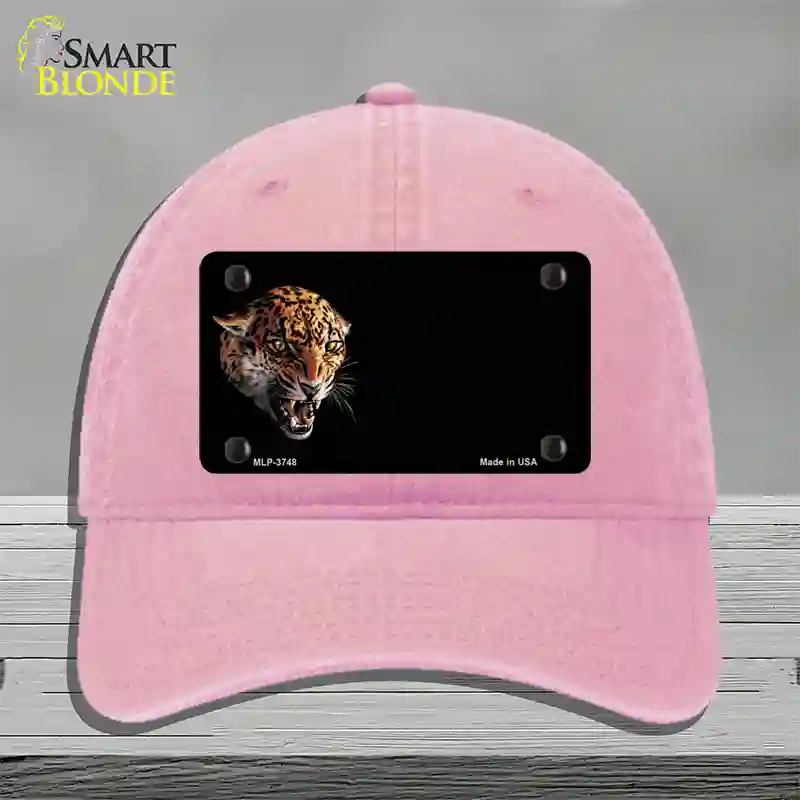 Jaguar Offset Novelty License Plate Hat Unconstructed Cotton / Pink