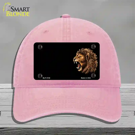 Lion Head Offset Novelty License Plate Hat Unconstructed Cotton / Pink