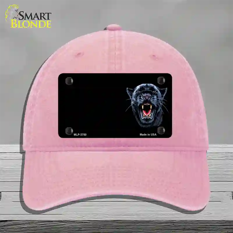 Panther Offset Novelty License Plate Hat Unconstructed Cotton / Pink