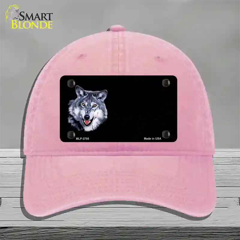 Wolf Offset Novelty License Plate Hat Unconstructed Cotton / Pink