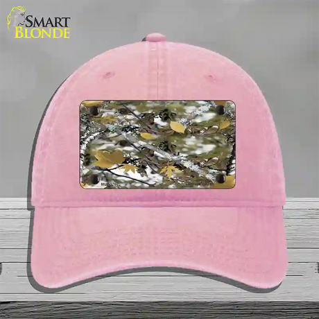 Real Leaf Camouflage Novelty License Plate Hat Unconstructed Cotton / Pink