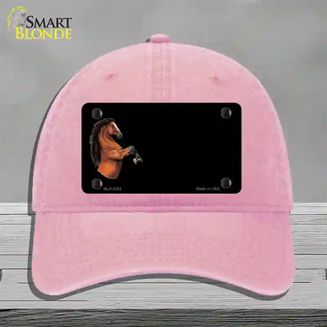 Horse Offset Novelty License Plate Hat Unconstructed Cotton / Pink