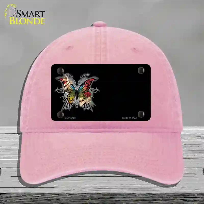 Butterfly Offset Novelty License Plate Hat Unconstructed Cotton / Pink