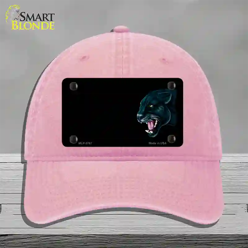 Panther Offset Profile Novelty License Plate Hat Unconstructed Cotton / Pink