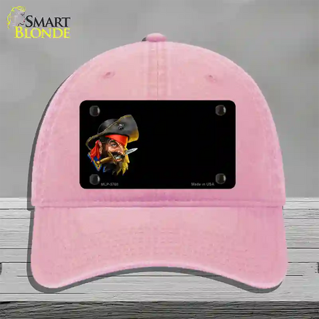 Pirate with Knife Offset Novelty License Plate Hat Unconstructed Cotton / Pink