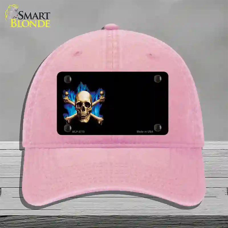 Skull Offset Novelty License Plate Hat Unconstructed Cotton / Pink