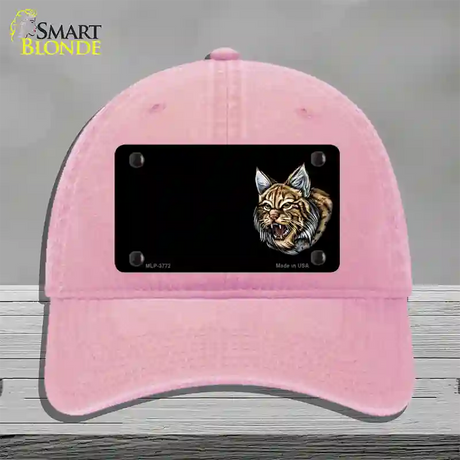 Bobcat Offset Novelty License Plate Hat Unconstructed Cotton / Pink