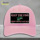 Keep the Fish Novelty License Plate Hat Unconstructed Cotton / Pink