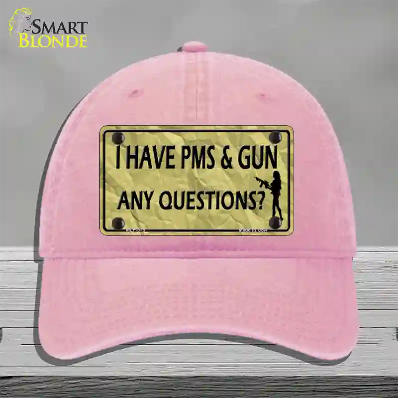 PMS And A Gun Novelty License Plate Hat Unconstructed Cotton / Pink