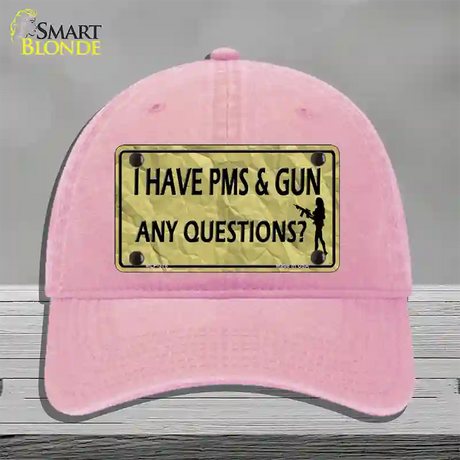 PMS And A Gun Novelty License Plate Hat Unconstructed Cotton / Pink