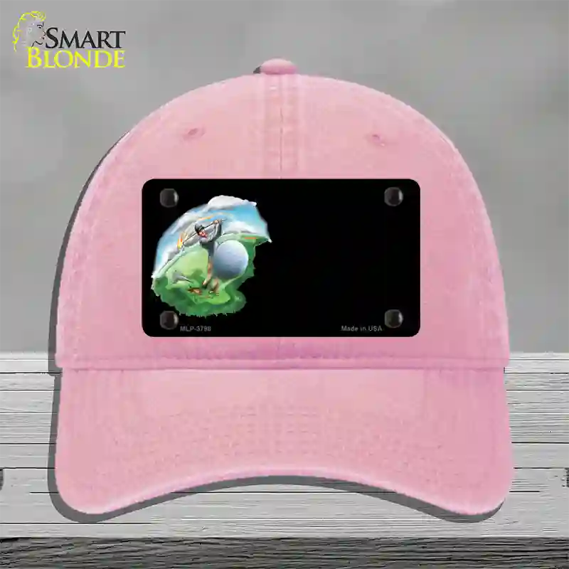 Golfer Golf ball Offset Novelty License Plate Hat Unconstructed Cotton / Pink