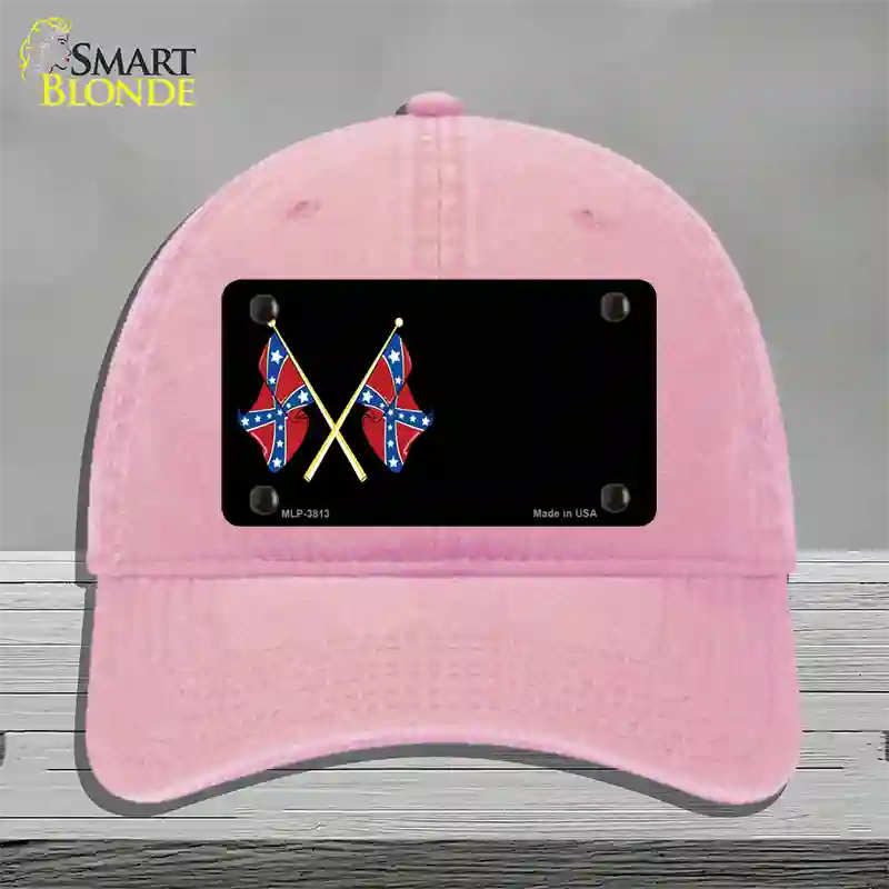 Crossed Rebel Flags Offset Novelty License Plate Hat Unconstructed Cotton / Pink