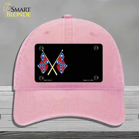 Crossed Rebel Flags Offset Novelty License Plate Hat Unconstructed Cotton / Pink