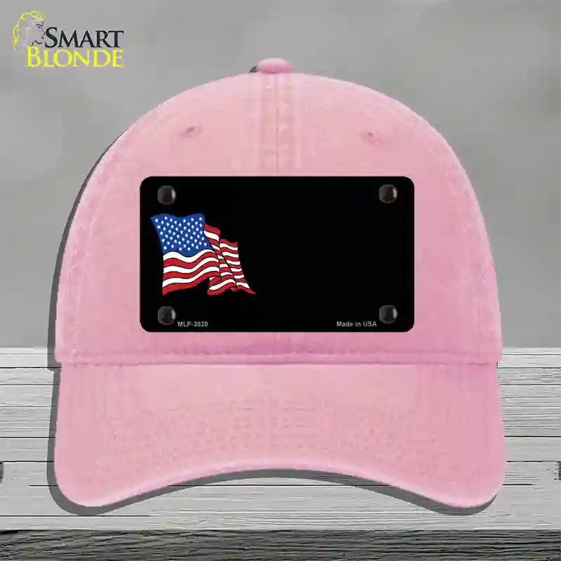 American Flag Offset Novelty License Plate Hat Unconstructed Cotton / Pink