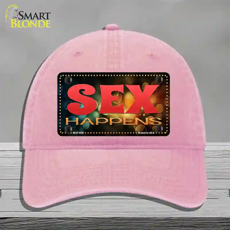 Sex Happens Novelty License Plate Hat Unconstructed Cotton / Pink