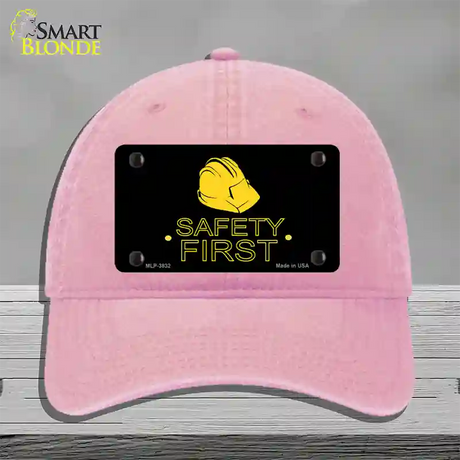 Safety First Novelty License Plate Hat Unconstructed Cotton / Pink