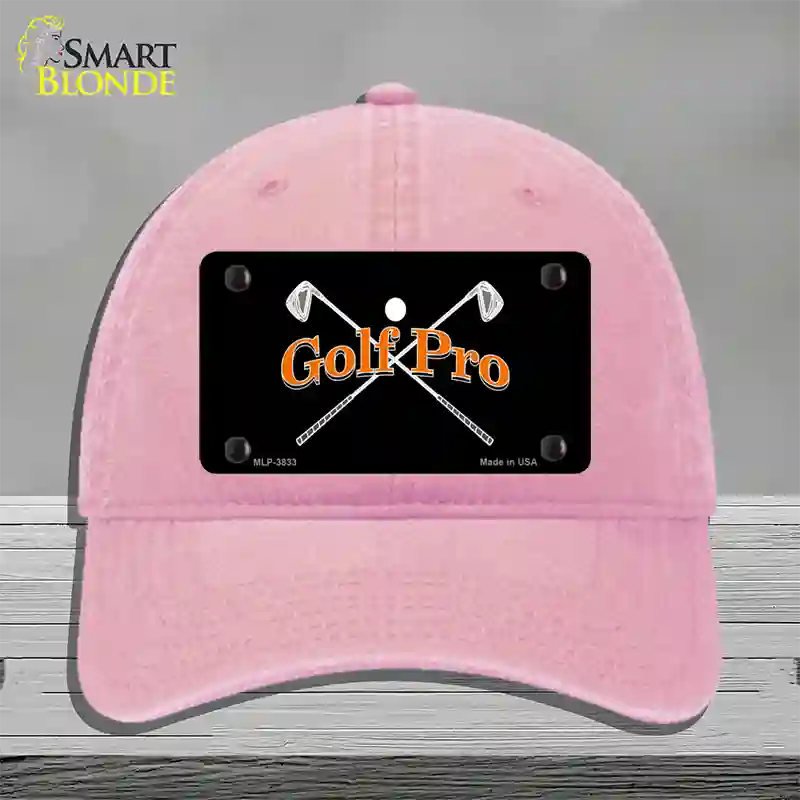 Golf Pro Novelty License Plate Hat Unconstructed Cotton / Pink