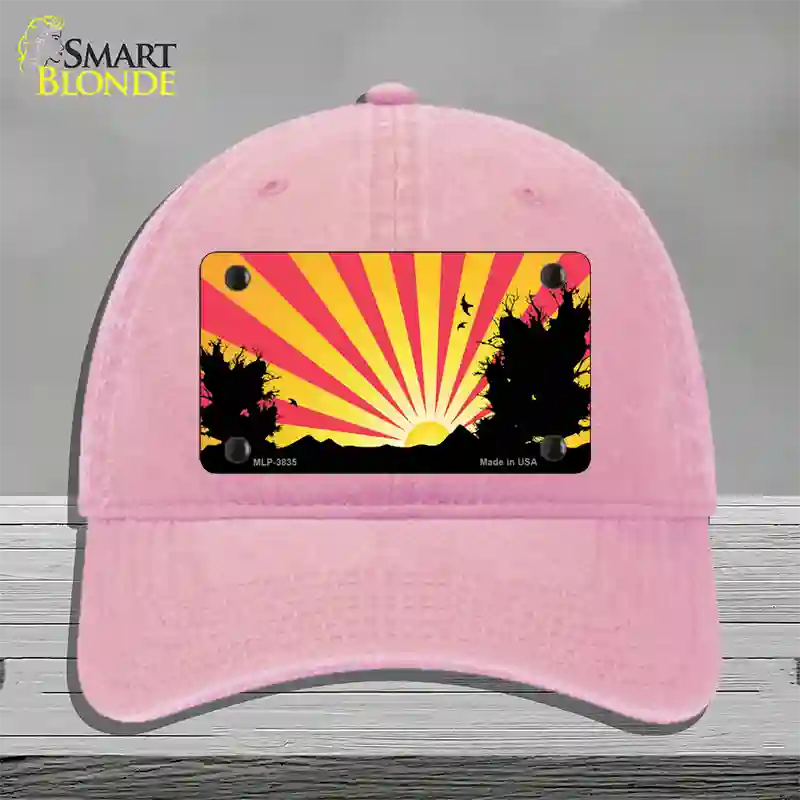 Southwest Red Sunset Novelty License Plate Hat Unconstructed Cotton / Pink