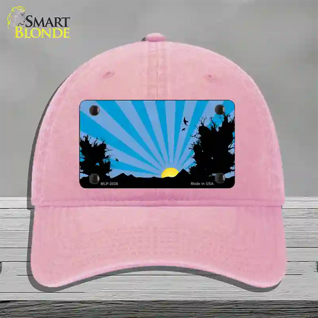 Southwest Blue Sunset Novelty License Plate Hat Unconstructed Cotton / Pink