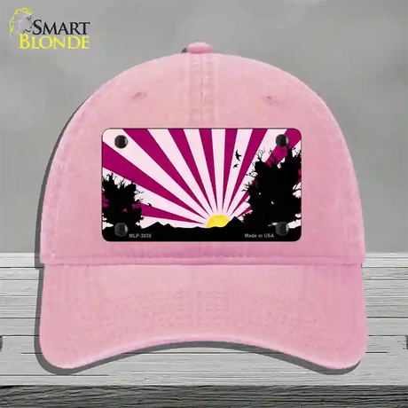 Southwest Pink Sunset Novelty License Plate Hat Unconstructed Cotton / Pink