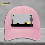 Southwest Cactus Sunrise Gray Novelty License Plate Hat Unconstructed Cotton / Pink