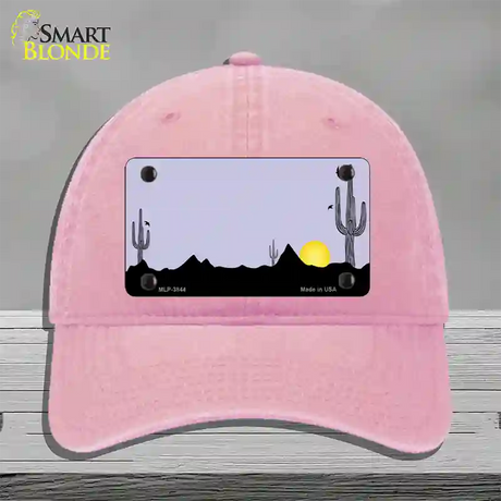 Southwest Cactus Sunrise Purple Novelty License Plate Hat Unconstructed Cotton / Pink