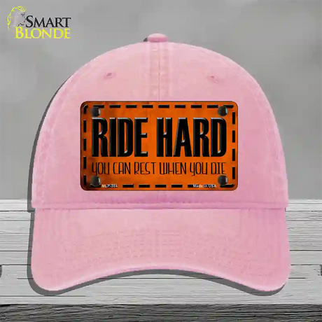 Ride Hard Novelty License Plate Hat Unconstructed Cotton / Pink