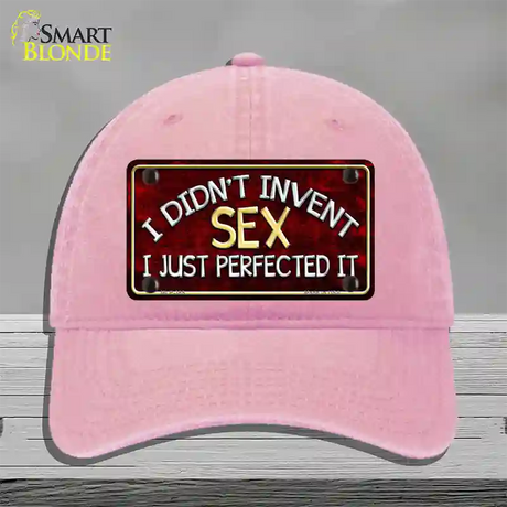 Didnt Invent Sex Novelty License Plate Hat Unconstructed Cotton / Pink