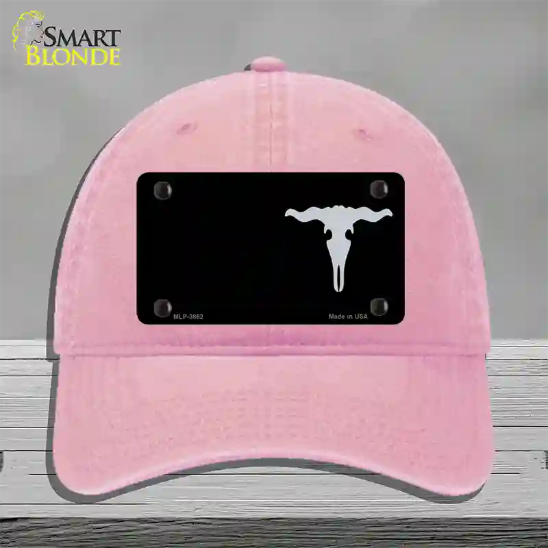 Cattle Skull Offset Novelty License Plate Hat Unconstructed Cotton / Pink