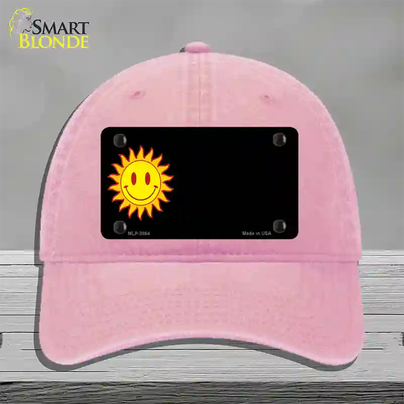 Sun Smiley Offset Novelty License Plate Hat Unconstructed Cotton / Pink