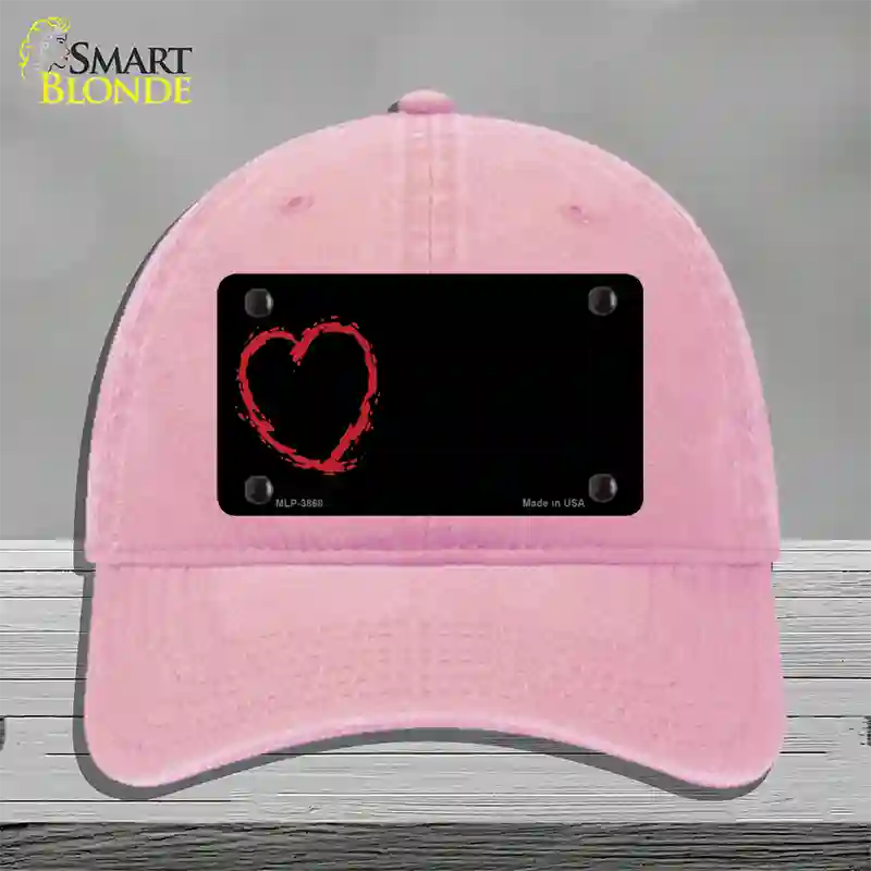 Heart Offset Novelty License Plate Hat Unconstructed Cotton / Pink