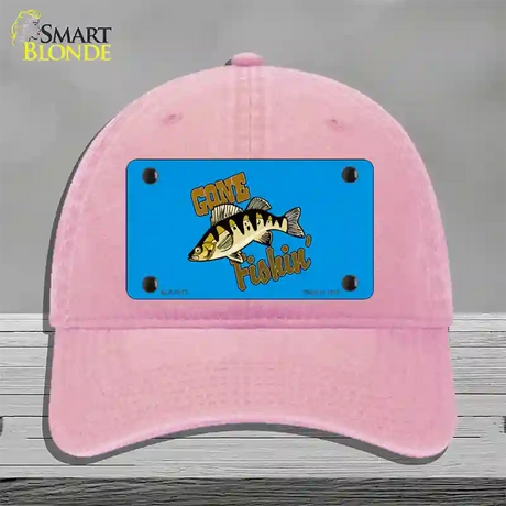 Gone Fishin Novelty License Plate Hat Unconstructed Cotton / Pink