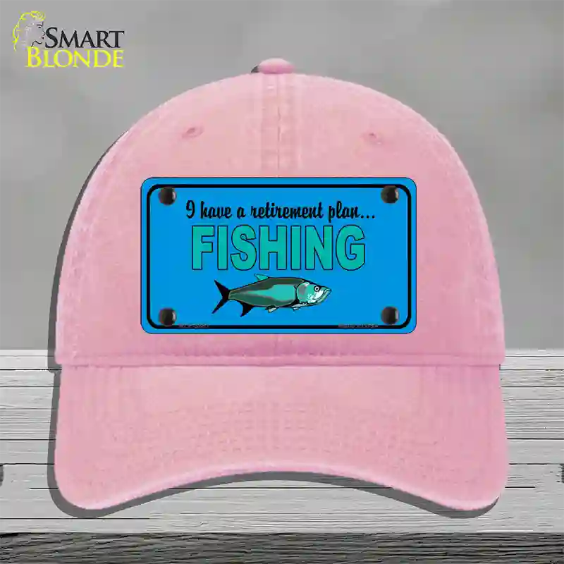 Retirement Plan Fishing Novelty License Plate Hat Unconstructed Cotton / Pink