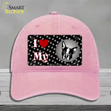 I Love My Boston Terrier Novelty License Plate Hat Unconstructed Cotton / Pink