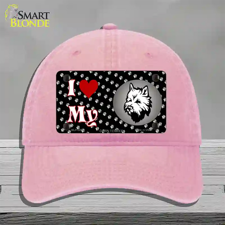 I Love My Cairn Terrier Novelty License Plate Hat Unconstructed Cotton / Pink