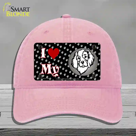 I Love My Cavalier King Charles Novelty License Plate Hat Unconstructed Cotton / Pink