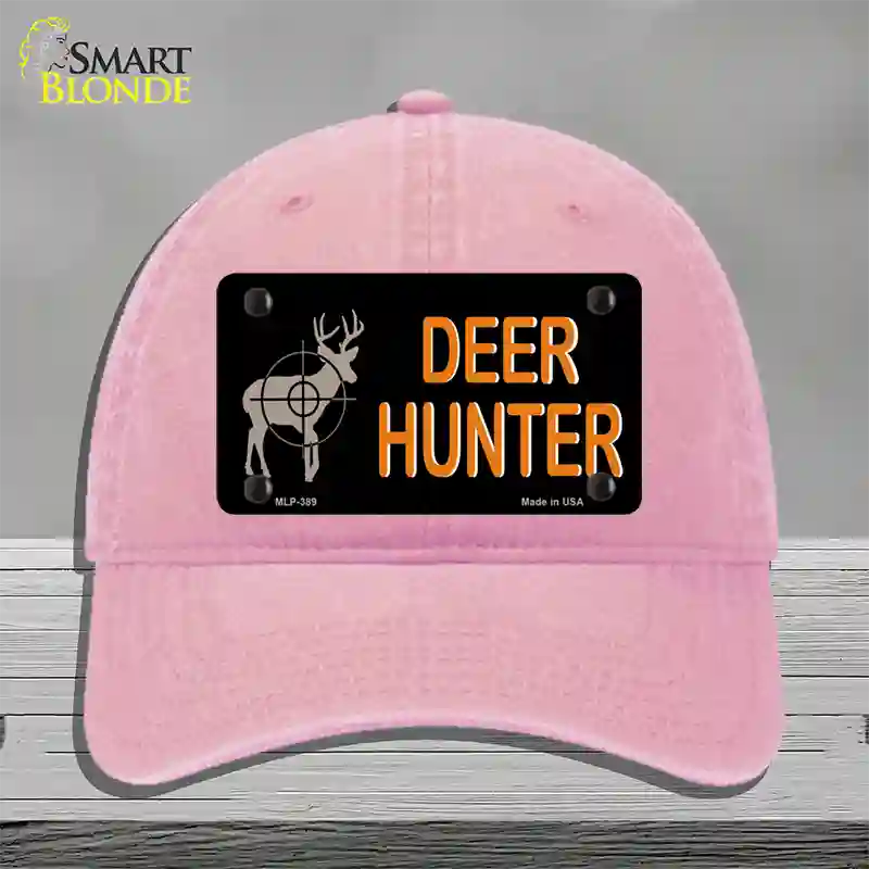 Deer Hunter Novelty License Plate Hat Unconstructed Cotton / Pink