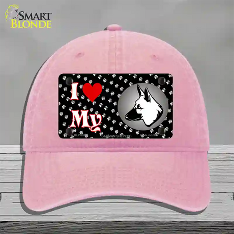 I Love My German Shepherd Novelty License Plate Hat Unconstructed Cotton / Pink